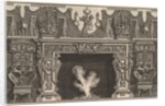 Bird in shell at the center of the lintel, with a frieze of trophies, surmounted by an…, 1769 by Giovanni Battista Piranesi