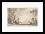 A satyr reclining at the foot of a staute of Priapus, goats at the right, ca. 1645-48 by Giovanni Benedetto Castiglione