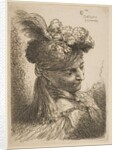 Young man facing three quaters right wearing a fur headdress with a plume, jewel an…, ca. 1645-50 by Giovanni Benedetto Castiglione