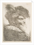 Head of an old man facing right, from the series of 'Large Oriental Heads', ca. 1645-1650 by Giovanni Benedetto Castiglione