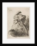 Head of an old man with a turban facing left, from the series of 'Small Heads in …, ca. 1645-1650 by Giovanni Benedetto Castiglione