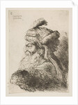 Head of an old man with a turban facing left, from the series of 'Small Heads in …, ca. 1645-1650 by Giovanni Benedetto Castiglione