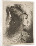 Young man wearing a plumed turban, facing right, from the series of 'Small Heads …, ca. 1645-1650 by Giovanni Benedetto Castiglione