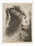 Young man wearing a plumed turban, facing right, from the series of 'Small Heads …, ca. 1645-1650 by Giovanni Benedetto Castiglione