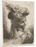 Young man facing three quaters right wearing a fur headdress with a plume, jewel …, ca. 1645-1650 by Giovanni Benedetto Castiglione