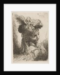 Young man facing three quaters right wearing a fur headdress with a plume, jewel …, ca. 1645-1650 by Giovanni Benedetto Castiglione