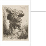 Young man facing three quaters right wearing a fur headdress with a plume, jewel …, ca. 1645-1650 by Giovanni Benedetto Castiglione