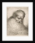 A bearded man wearing a cap looking down to the right, from the series 'Heads in Or…, ca. 1648-50 by Giovanni Benedetto Castiglione