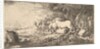 Entry of the animals into Noah's ark, three men follow quadrupeds and birds stridin…, ca. 1650-55 by Giovanni Benedetto Castiglione