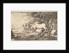 Entry of the animals into Noah's ark, three men follow quadrupeds and birds stridin…, ca. 1650-55 by Giovanni Benedetto Castiglione