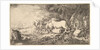 Entry of the animals into Noah's ark, three men follow quadrupeds and birds stridin…, ca. 1650-55 by Giovanni Benedetto Castiglione