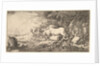 Entry of the animals into Noah's ark, three men follow quadrupeds and birds stridin…, ca. 1650-55 by Giovanni Benedetto Castiglione