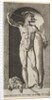Plate 14: Mercury standing in a niche playing his pipes, with the severed head of an old m…, 1526 by Giovanni Jacopo Caraglio