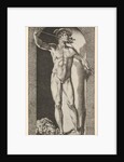 Plate 14: Mercury standing in a niche playing his pipes, with the severed head of an old m…, 1526 by Giovanni Jacopo Caraglio
