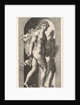 Plate 8: Prosperpina, standing in a niche, turning to the right while holding mantle in bo…, 1526 by Giovanni Jacopo Caraglio