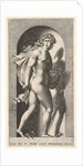 Plate 8: Prosperpina, standing in a niche, turning to the right while holding mantle in bo…, 1526 by Giovanni Jacopo Caraglio