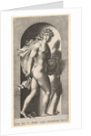 Plate 8: Prosperpina, standing in a niche, turning to the right while holding mantle in bo…, 1526 by Giovanni Jacopo Caraglio
