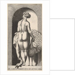 Plate 4: Juno standing in a niche, viewed from behind, stroking a peacock to her right, fr…, 1526 by Giovanni Jacopo Caraglio
