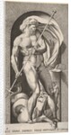 Plate 5: Neptune standing in a niche holding a trident, with a hippocampus beh…, 1526 by Giovanni Jacopo Caraglio