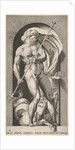 Plate 5: Neptune standing in a niche holding a trident, with a hippocampus beh…, 1526 by Giovanni Jacopo Caraglio
