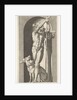 Plate 7: Pluto in a niche, holding a bident, with Cerberus next to him, from a series of m…, 1526 by Giovanni Jacopo Caraglio