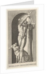 Plate 7: Pluto in a niche, holding a bident, with Cerberus next to him, from a series of m…, 1526 by Giovanni Jacopo Caraglio