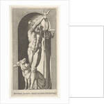 Plate 7: Pluto in a niche, holding a bident, with Cerberus next to him, from a series of m…, 1526 by Giovanni Jacopo Caraglio
