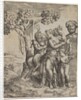 Pan seated near a female figure holding a cornucopia, at right …, ca. 1550-60 by Giulio Bonasone