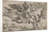 Air, represented by Iris reclining on her rainbow, accompanied by a winged putto bearin…, 1640-60 by Giulio Carpioni