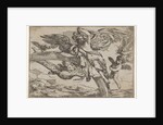 Air, represented by Iris reclining on her rainbow, accompanied by a winged putto bearin…, 1640-60 by Giulio Carpioni