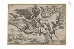 Air, represented by Iris reclining on her rainbow, accompanied by a winged putto bearin…, 1640-60 by Giulio Carpioni