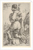Saint Roch, kneeling on a stone, seen from the side with his dog behind him and a towns…, 1620-30 by Giuseppe Caletti