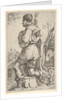 Saint Roch, kneeling on a stone, seen from the side with his dog behind him and a towns…, 1620-30 by Giuseppe Caletti