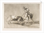 Plate 11 from the 'Tauromaquia': The Cid campeador spearing another bull., 1816 by Francisco Goya