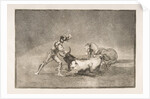 Plate 9 of the 'Tauromaquia': A Spanish knight kills the bull after having lost his horse., 1816 by Francisco Goya