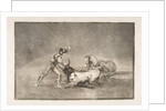 Plate 9 of the 'Tauromaquia': A Spanish knight kills the bull after having lost his horse., 1816 by Francisco Goya