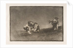 Plate 16 of the 'Tauromaquia': The same man throws a bull in the ring at Madrid., 1816 by Francisco Goya