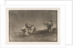 Plate 16 of the 'Tauromaquia': The same man throws a bull in the ring at Madrid., 1816 by Francisco Goya