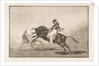 Plate 24 of the 'Tauromaquia': The same Ceballos mounted on another bull breaks short spea…, 1816 by Francisco Goya