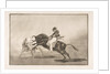 Plate 24 of the 'Tauromaquia': The same Ceballos mounted on another bull breaks short spea…, 1816 by Francisco Goya