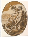 Tethys reclining in a giant shell chariot pulled by two sea creatures, 1588-90 by Hendrik Goltzius