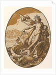 Tethys reclining in a giant shell chariot pulled by two sea creatures, 1588-90 by Hendrik Goltzius