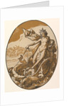 Tethys reclining in a giant shell chariot pulled by two sea creatures, 1588-90 by Hendrik Goltzius
