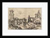 View of ruins on the Palatine Hill with trabeated facade at left and arcades at center, fr…, 1550 by Hieronymus Cock