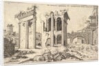 View of unidentified ruins with trabeated facade at left, arcades at center, and arch at r…, 1551 by Hieronymus Cock