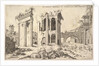 View of unidentified ruins with trabeated facade at left, arcades at center, and arch at r…, 1551 by Hieronymus Cock