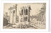 View of unidentified ruins with trabeated facade at left, arcades at center, and arch at r…, 1551 by Hieronymus Cock