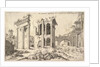 View of unidentified ruins with trabeated facade at left, arcades at center, and arch at r…, 1551 by Hieronymus Cock