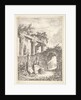 Plate 3: The Statue Before the Ruins: a statue to left next to three figures on a p…, ca. 1763-64 by Hubert Robert