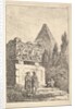 Plate 6: The Sarcophagus: two men conversing to left, another man seated and sleepi…, ca. 1763-64 by Hubert Robert